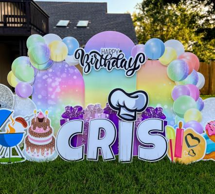 chris rainbow balloons and backgrounds birthday yard card burke