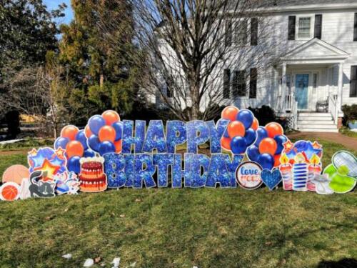 happy birthday yard card falls church va blue and orange