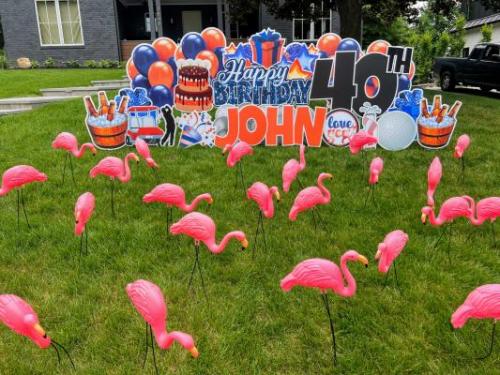john flamingo flocking yard card arlington va