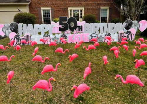 kate 50the birthday flamingo flocking burke va