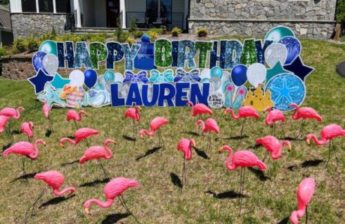 lauren birthday flamingo flocking